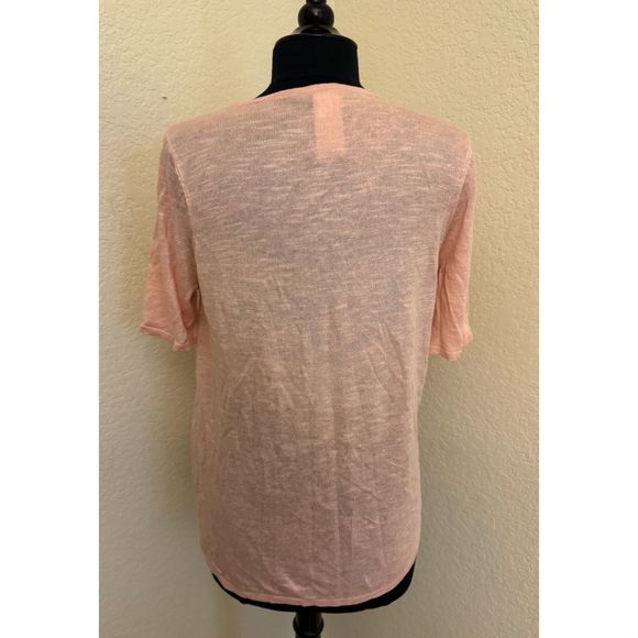Chico's Blush Peach Short Sleeve Light Sweater - Sz 1 (M) - Picture 8 of 10